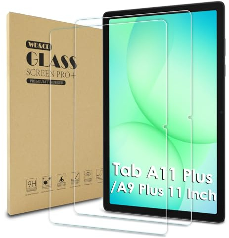 WD&CD 2 Pack Verre Trempé Compatible pour Samsung Galaxy Tab A11 Plus/ A9 Plus 11, Protection Écran Haute Définition Film de Protection en Verre Trempé Compatible pour Samsung Galaxy Tab A11+