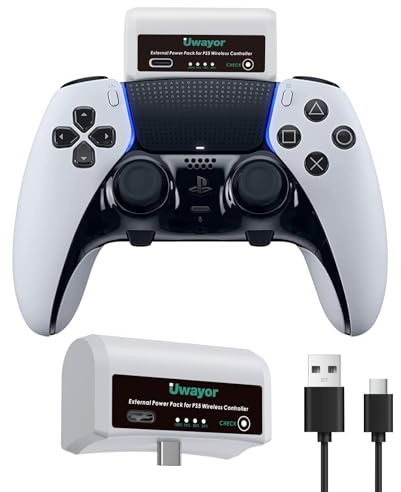 3500mAh Batería Externa para el Controlador PS5, Extensor de Batería de Reemplazo PS5 para Sony PlayStation 5 DualSense/Edge Controlador con Cable de Carga USB-C
