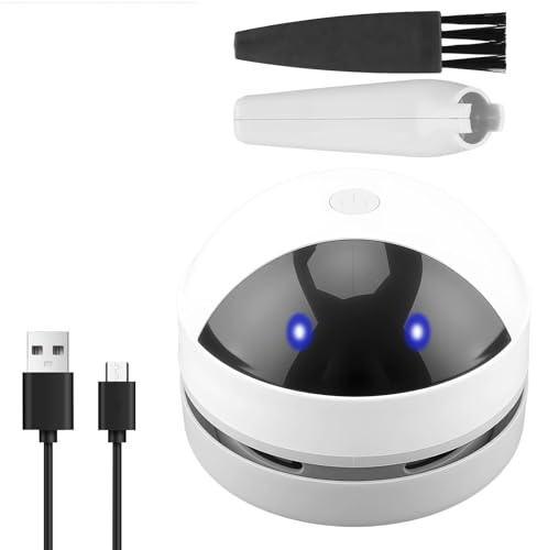 Mini Desk Hoover Rechargeable Table Vacuum Cleaner, Compact Desk Hoover for Home and Office, Rechargeable Vacuum Cleane, Portable Vacuum Cleaner for Small Messes, Easy to Use Desk Vacuum