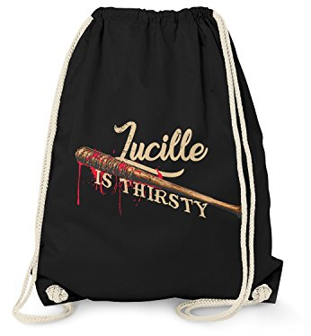 Fashionalarm Turnbeutel - Lucille is Thirsty | Rucksack zur Serie T-W-D als Geschenk Idee für Fans | Dead Walking Negan The Saviors, Schwarz One Size