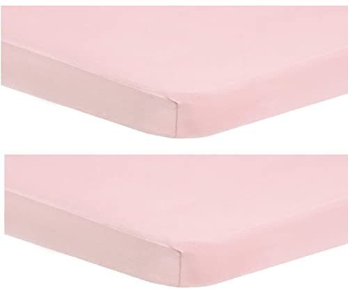 Dudu N Girlie Fitted Sheet Next to Me Crib 51 x 85 - Nexttome Crib Sheets 2 Pack Hypoallergenic Baby Cot Sheets Bedding Elasticated Breathable Easy Care (Pack of 2, Pink)