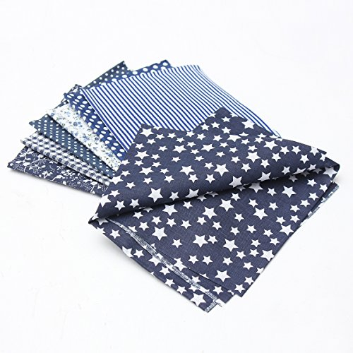 7 Stück Baumwollstoff Stoffpakete Patchwork Stoffe Baumwolle Stoffreste Marine 150x250cm