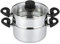 Nevlers Vaporizador de verduras de 3 cuartos para cocinar con cesta de vapor de 2 cuartos para olla y tapa de vidrio ventilada, juego de ollas de acero inoxidable de 3 piezas, utensilios de cocina