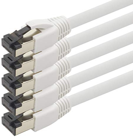1aTTack.de 0,25m Cat 8 Netzwerkkabel CAT8 Kabel Weiss - 5 Stück Cat.8 Lan 2000 Mhz 40 Gbit s 40GBase-T Poe+ Patchkabel Ethernetkabel LSZH - 5 x 0,25 Meter Weiss