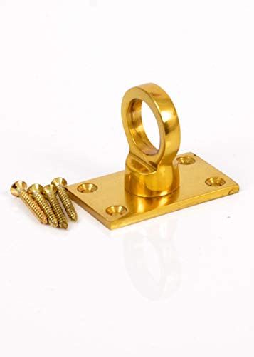 EVERLASTO Polished Brass Eye Plate for securing Decking Rope Hooks Decking Rope Fittings Brass Fittings