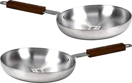Klassic Combo Set of 2 Professional Aluminium Frying Pans with Wooden Handle (24cm)