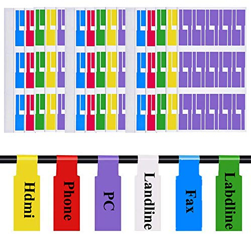 540 Piezas Cable Etiqueta, Etiquetas Para Cables, Etiquetas de Cable Autoadhesivas, Etiquetas Coloridas Autoadhesivas Resistentes Al Desgarro Para El Manejo de Cables, 18 Hojas (6 Colores)