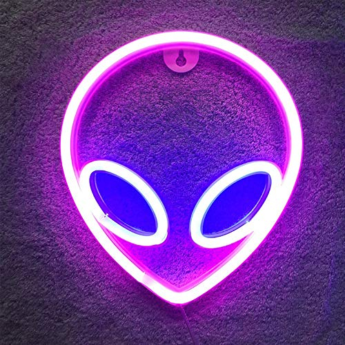 Alien Leuchtreklamen LED Alien Neonzeichen,Alien Neonlicht für Schlafzimmer Wand Home Bar Kunst Dekoration (Pink + Blau)