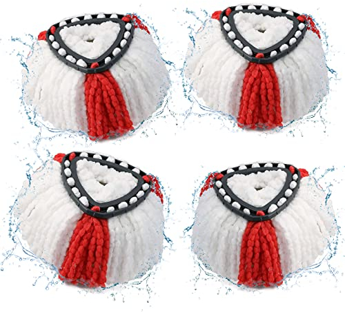 BONBELONG Lot de 4 Tête de Balai Serpillère 2en1 Vadrouille Serpillère pour Vileda Recharge Turbo (White+Red)