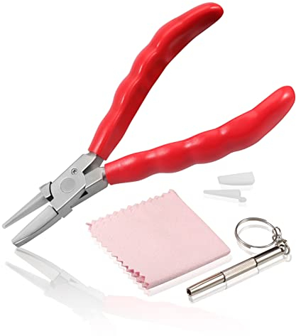 LEONTOOL 6 Inch Half Round Pliers Nylon Jaw Eyeglasses Repair Tool with Screwdriver and Glasses Cloth