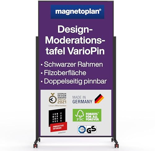 magnetoplan Design-Moderationstafel VarioPin, Filz Violett | Rahmen Schwarz