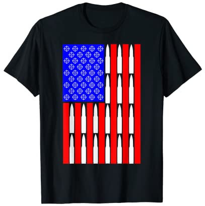 Bullet and Bullseye Target Stars and Stripes Old Glory Flag T-Shirt