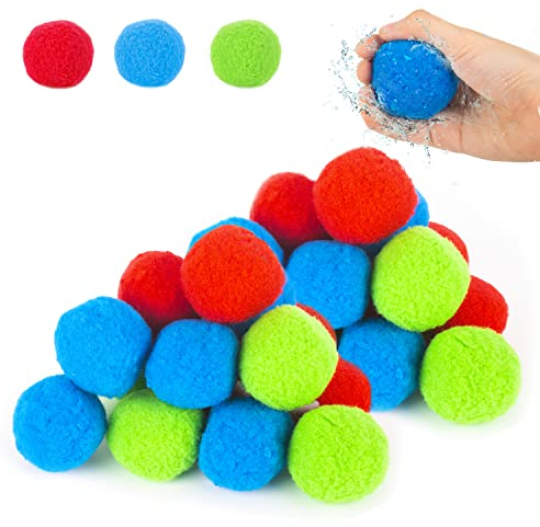AWAVM 30 Stück Softball Wasserbomben wiederverwendbar Weiche Wasserbälle in bunten Farben - Umweltfreundlich Splash Ball Wasser Ballon für Wasserschlacht im Garten Pool und Tramnpolin