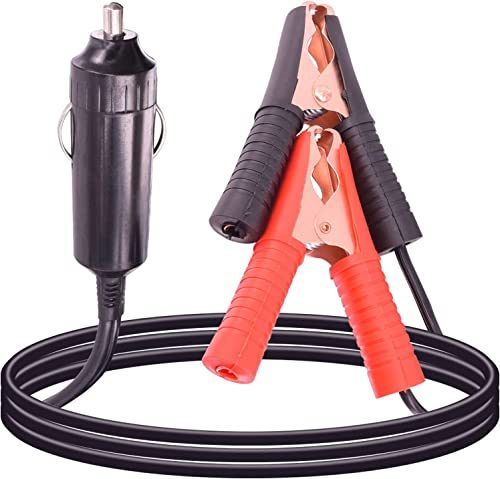 Leehitech 12V/24V 1M Zigarettenanzünder Verlängerungskabel KFZ Batterieklemme Clip Kabel 16 AWG Wasserdicht Zigarettenanzünder Buchse Steckdose Adapter Alligator Clip Kabel