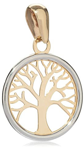 NKlaus Kettenanhänger Baum des Lebens Bicolor 12mm 333 Gelb Gold 8 Karat klein Amulett 8282