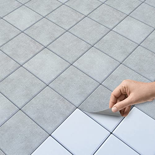 60 Stück Fliesenaufkleber 10x10 cm für Küche und Bad - Klebefliesen, Mosaikfliesen - Aufkleber Fliesen selbstklebend SET // Design: Beton