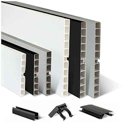 TJ Sockelleiste Küche Weiß Hochglanz I 100 x 13 mm Länge 4,5 m I Küchen-Sockelblende aus PVC I pflegeleichter & langlebiger Küchensockel mit Dichtlippe I Abschlussleiste für Küchenschränke