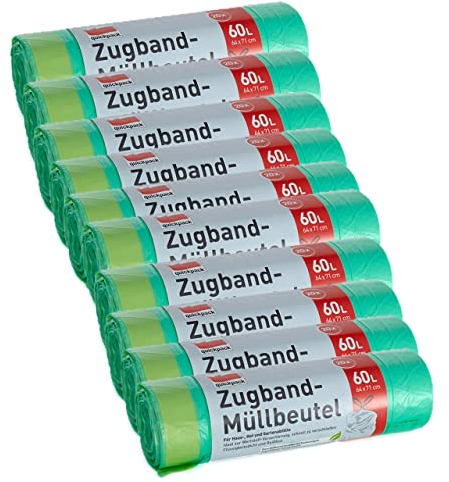 60L Grüne Müllbeutel Mit Zugband (60L Grün 10er)