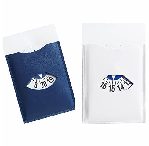 Disco orario auto camion camper furgone europeo per parcheggio adesivo da vetro (2 pezzi) blu bianco con mezz'ora 7x12 (BIANCO)