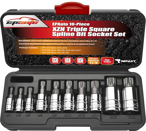 EPAuto 10-Piece XZN Triple Square Spline Bit Socket Set