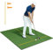 COSTWAY Golf Hitting Mat, 5 x 4 FT Artificial Turf Mat with 2 Rubber Tees and 2 Alignment Sticks, Golf Training Mat for Home Backyard Garage(20mm thick)