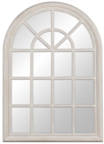 LOLAhome Espejo Ventana Blanco Roto de Madera de paulonia de 73x104 cm