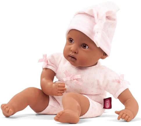 Götz 2420863 Muffin to Dress Puppe - 33 cm große Babypuppe mit braunen Schlafaugen, ohne Haare mit Mütze - Weichkörper-Puppe ab 18 Monaten