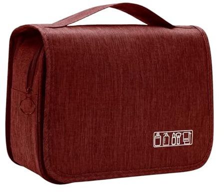 Calish Kulturbeutel Herren Kosmetiktasche Damen Waschtasche Kulturbeutel zum Aufhängen mit Doppelter Reißverschlussöffnung, Großer Stauraum (Rot)