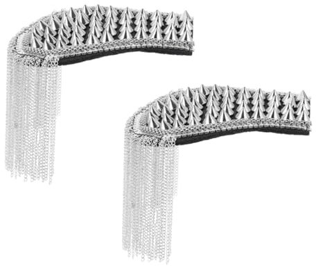 PACKOVE 2st Nieten Schulterklappen Schulter Quasten Schulterpolster Epaulette Schulterpolster Kostüm Schulterbrosche Gold Nietenkette Quaste Zubehör Legierung Kostüme