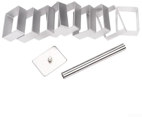 20 moldes rectangulares de acero inoxidable para tartas, cortadores de galletas, modelo de pan, para fiestas familiares