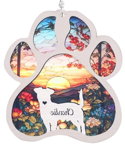 PLwelth Hunde-Gedenk-Sonnenfänger, Gedenkgeschenk für den Verlust des Hundes, Geschenk für Hundeliebhaber, personalisierte Hunde-Ornamente für Fenster, in liebevoller Erinnerung an den verstorbenen
