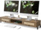 Fenge Dual Monitorständer Riser Großer Computer Bildschirmständer mit Rattan Tür für PC Laptop 2 Monitore TV Printer Tragfähigkeit 45KG, 113×23,5×15,2cm