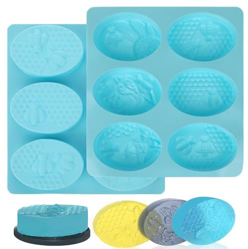 Qianyu Seifenformen Silikon Oval Soap Form für handgefertigte Seife DIY Hausgemachte Handarbeit Seifen Blume Form Dekorieren Silikonformen für Eiswürfel Kuchen Schokolade Cupcake Seifenherstellung
