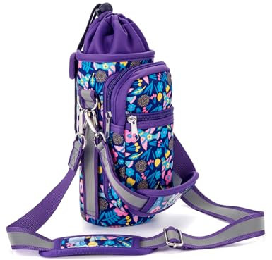 molshine Water Bottle Carrier Bag 700/900ml Cup Sleeve,Water Bottle Pouch Holder with Crossbody Strap & Handle & Phone Pocket & Credit Card Slot for Sports Hiking Travelling Camping (Swallow)