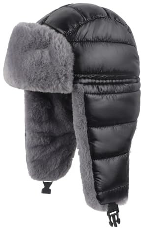 JIAHG Unisex Winter Fliegermütze Herren Wintermütze mit Ohrenklappen Damen Winddicht Trappermütze Russische Mütze Ushanka Kunstfellmütze wasserdicht Bombermütze für Skaten Radfahren Outdoor