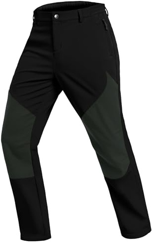 Djtnzdm Pantalon Ski Homme Chaud Polaire Pantalon Travail Imperméable Hiver Pantalon Randonnée Softshell Pantalon Pluie Moto Homme avec Poches Zippées 3XL Noir