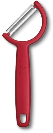 Victorinox Sparschäler Rho, Schäler für Gemüse, Obst, Gerader Schliff, Einschneidig, Extra Scharf, Swiss Made, rot