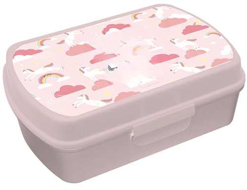 RINCS Essentials Kids Lunch Box - Fun Printed Design for Girls & Boys | Food-Grade Plastic | BPA-Free | Easy Clip Lid | Ideal for School, Home, Travel, Picnics, and Lunch on The Go (Unicorn)