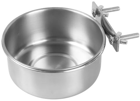 Bol d'eau de Nourriture pour Oiseaux, Mangeoire à Vaisselle en Acier Inoxydable, Tasse d'alimentation Cage Perroquet avec 2 Pinces pour Perroquets Calopsittes Inséparables Pinson