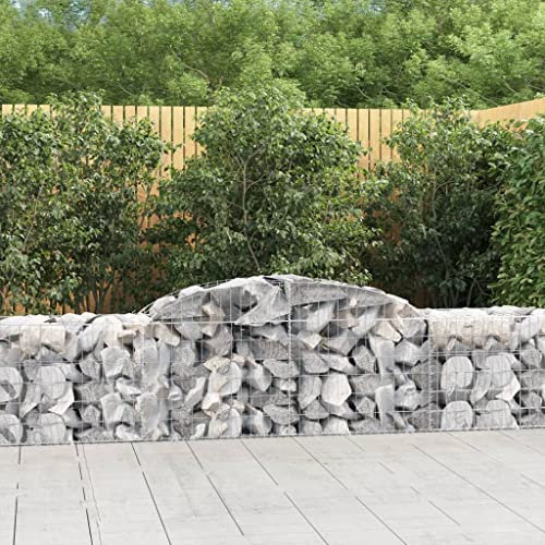 XGWKCNV Furniture select-Arched Gabion Baskets 7 pcs 300x50x60/80 cm Galvanised Iron