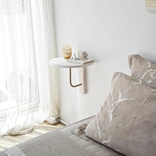 Elegant Wall Shelf, 35 x 35 cm, Gold & White | 100% Solid Wood with Sturdy Metal Frame | Perfect for Modern Home Decor & Storage Solutions