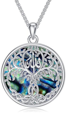 ROMANTICWORK Allah Kette Sterling Silber 925 Islam Kette Muslimische Halskette Arabische Kalligraphie Erkennungsmarke Anhänger Islamischer Schmuck Geschenke für Männer Herren Damen