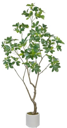 Fairblo Aritificial Schefflera Tree, 5.3FT Fake Tree Umbrella Plant with Realistic Leaves Faux Trees Indoor Outdoor Decor for Home Living Room Bedroom Office Patio