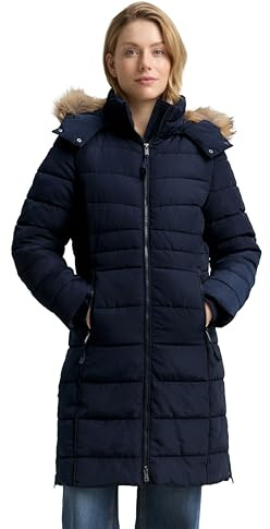 TOM TAILOR Damen 1047533 Puffer-Mantel mit abnehmbarer Kapuze