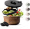 MAMEIDO Boîte à Salade à emporter 1,5l - Lunch Box en acier, Bento Box, Saladier sans BPA, Bol avec récipient à vinaigrette étanche, Boîte à repas avec compartiments, Meal Prep (Oak Wood, 1500ml)
