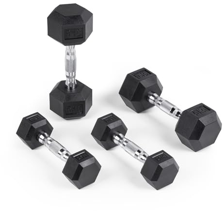 LIONSCOOL Geruchsfreie PVC-ummantelte Hexagon-Hanteln (Kombi-Set: 2,5 + 5 KG)