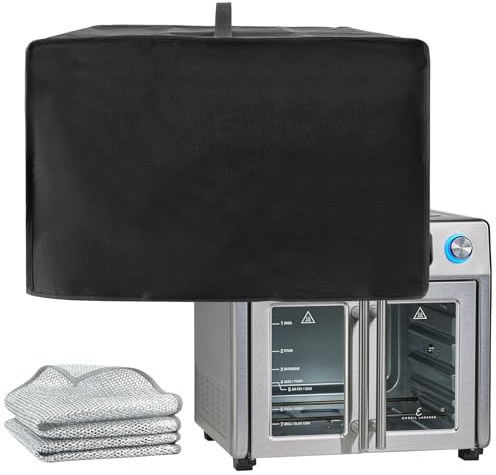 Luftfritteusen-Staubschutz,Heißluftfritteuse Abdeckung mit 2 Draht-Reinigungstüchern 600D-Nylonmaterial Hitzebeständige Wasserdichte Staubschutz Airfryer für Extra Large Air Fryer-49 x 48 x 35 cm