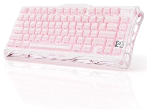 GravaStar Mercury K1 75% Pink Wireless Keyboard, Aluminum Alloy Exoskeleton Design Mechanical Gaming Keyboard, Gasket Hot-Swap Socket, Linear Switches, RGB Backlit