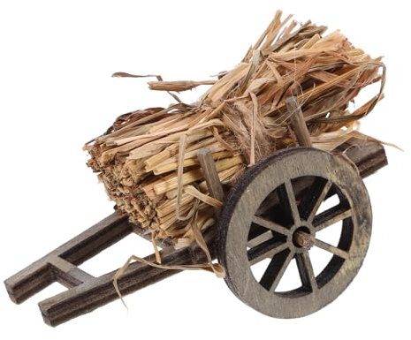 NAMOARLY Mini Straw Bale and Cart Set for Fairy Garden Dollhouse Decor Miniature Straw Decor