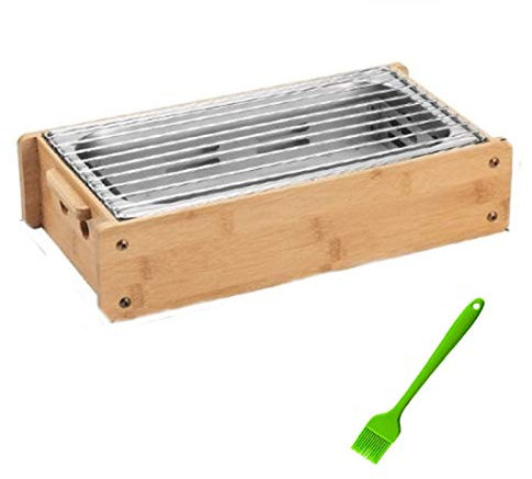 Barbecue Portatile in bambù con Carbone di Legna, Barbecue Commerciale, fornello per Kebab, Forno per Riscaldamento, Barbecue da Tavolo Commerciale Domestico (Colore: 036 5) (036 4)
